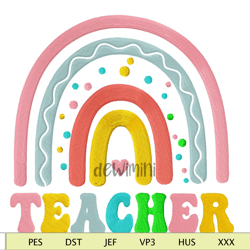 Teacher Rainbow Embroidery Design