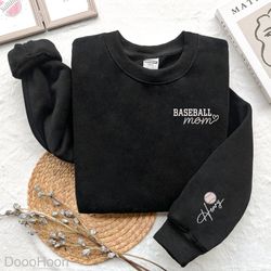 Custom Embroidered Baseball Mom Heart Shirt, Embroidered Gift, Mother Embroidered