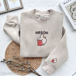 Embroidered Arson Silly Goose Shirt, Embroidered Gift, Funny Goose Shirt