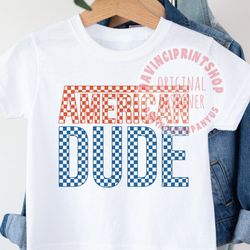 American Dude Png, Checkered Sublimation, Boy 4Th Of July Png