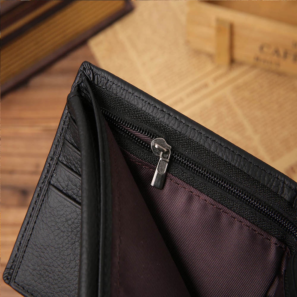 Classic Genuine Leather Mens Wallet with Coin Pocket and Card Holder