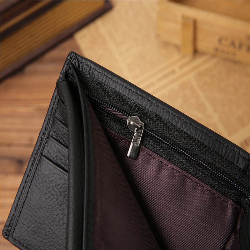Classic Genuine Leather Mens Wallet with Coin Pocket and Card Holder