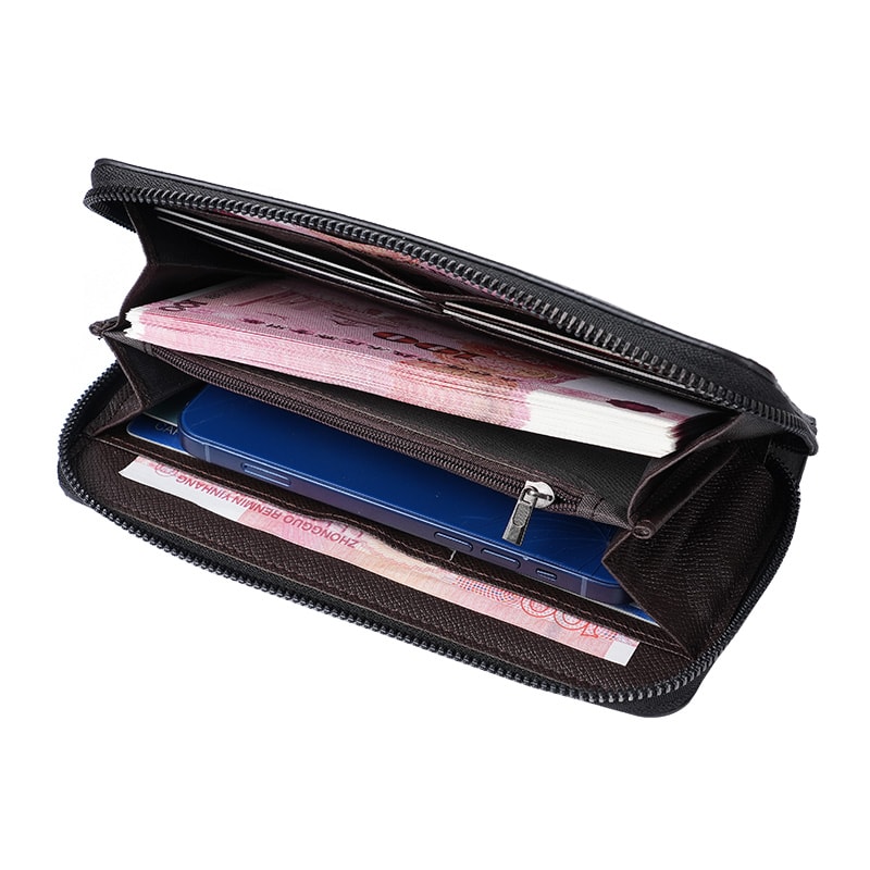 Large Mens Zipper Wallet Multifunctional Clutch Bag For Mobile Cards And Cash 0