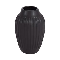ribbed matte black ceramic vase for flower arrangements elegant home decor gift idea for indoor use