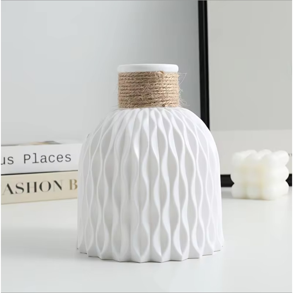 Water Ripple Plastic Vase Modern Nordic Style Wave Flower Pot For Living Room Decoration 4