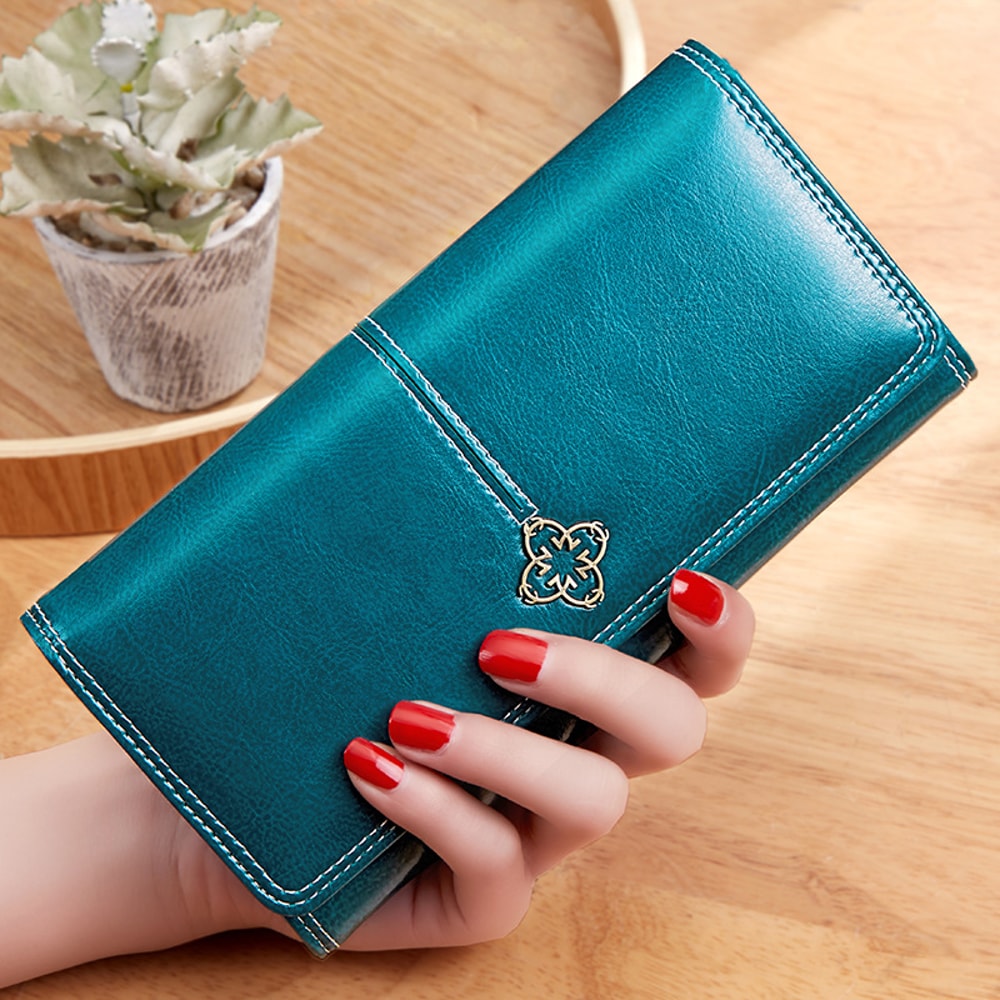 Luxury Leather Womens Long Wallet Fashionable Purses With Card Holder Money Bag Handbag For Women 4