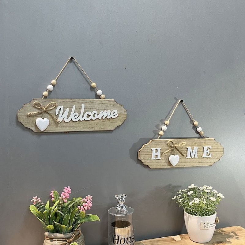 Vintage Welcome Sign With Heart Ornament Home Decor For Kitchen Bathroom And Outdoor Spaces 0