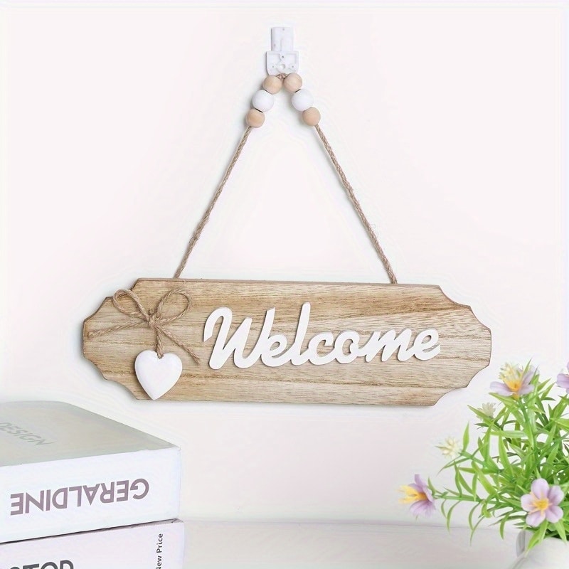 Vintage Welcome Sign With Heart Ornament Home Decor For Kitchen Bathroom And Outdoor Spaces 2