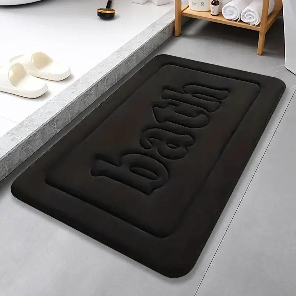 Soft Water Absorbing Bathroom AntiSlip Mat Flannel Fabric Door Mat For Home Decoration 2