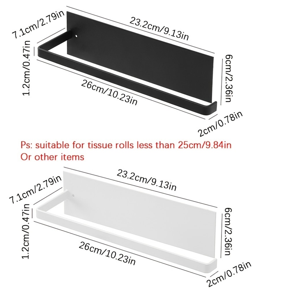 Kitchen Paper Towel Holder Carbon Steel No Punch Roll Hanger Storage Rack 3