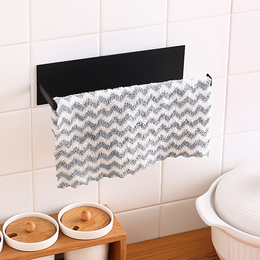 Kitchen Paper Towel Holder Carbon Steel No Punch Roll Hanger Storage Rack 4