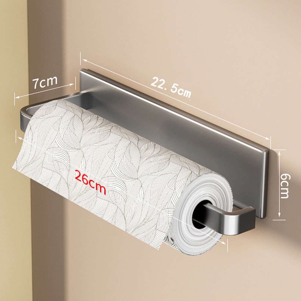 Kitchen Paper Towel Holder Carbon Steel No Punch Roll Hanger Storage Rack 6