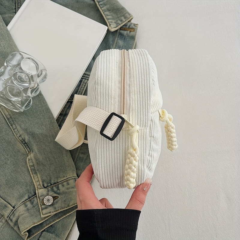 Vintage Harajuku Corduroy Shoulder Bag Casual Phone Key Bag For Commuting 1