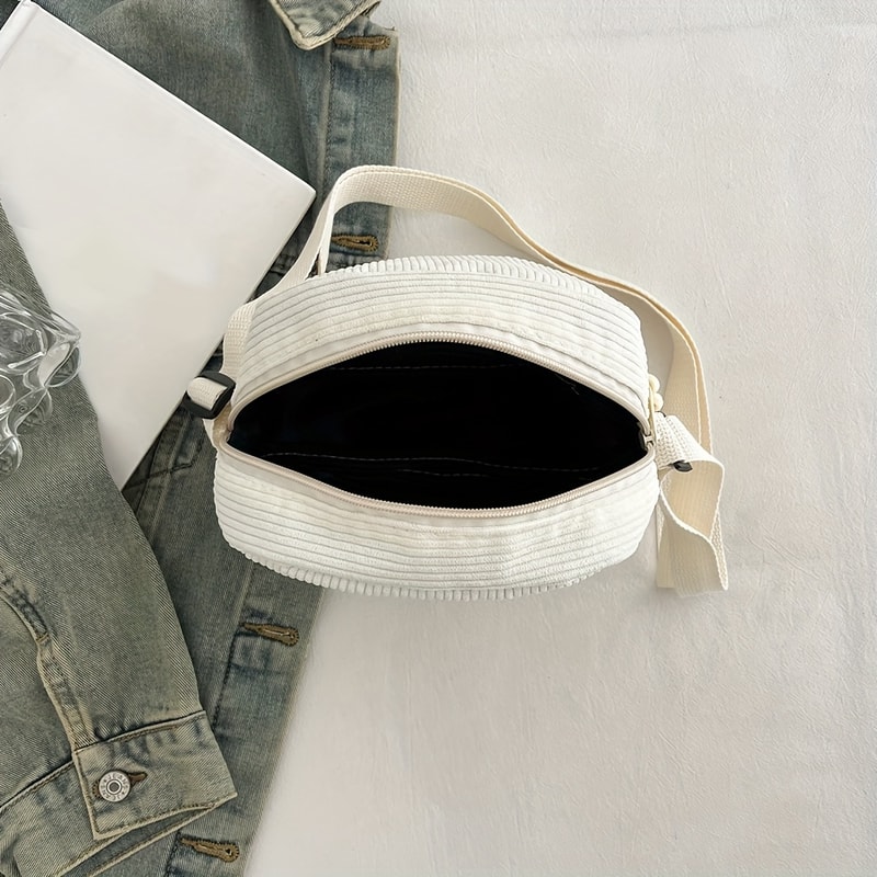 Vintage Harajuku Corduroy Shoulder Bag Casual Phone Key Bag For Commuting 2