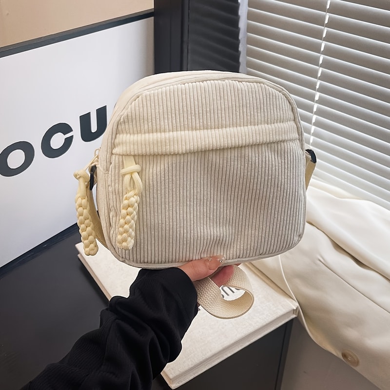 Vintage Harajuku Corduroy Shoulder Bag Casual Phone Key Bag For Commuting 6