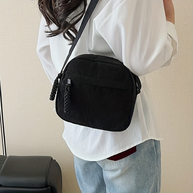 Vintage Harajuku Corduroy Shoulder Bag Casual Phone Key Bag For Commuting 3