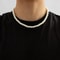 Trendy White Imitation Pearl Beaded Choker Necklace For Men 0
