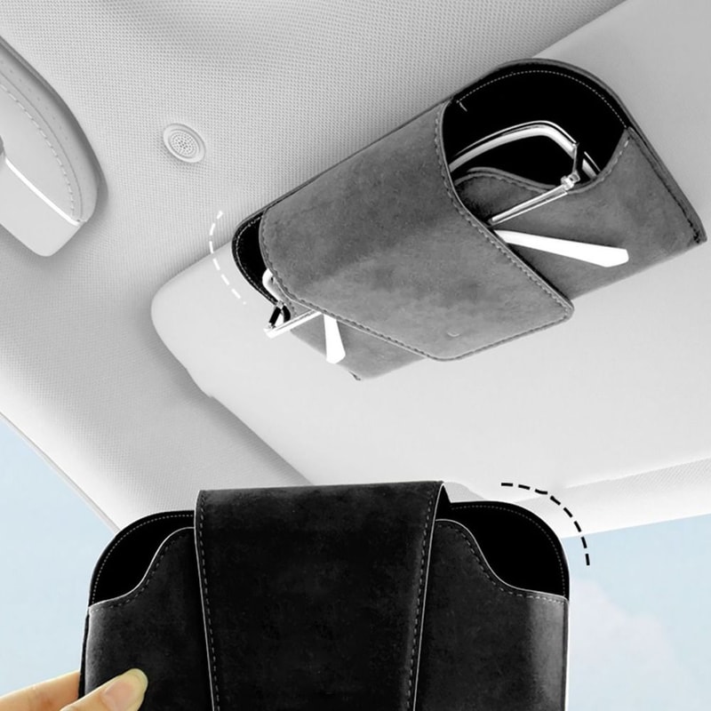Cowhide Car Storage Box Multifunctional Sun Visor Glasses Holder Wear Resistant Auto Sunglasses Org 1