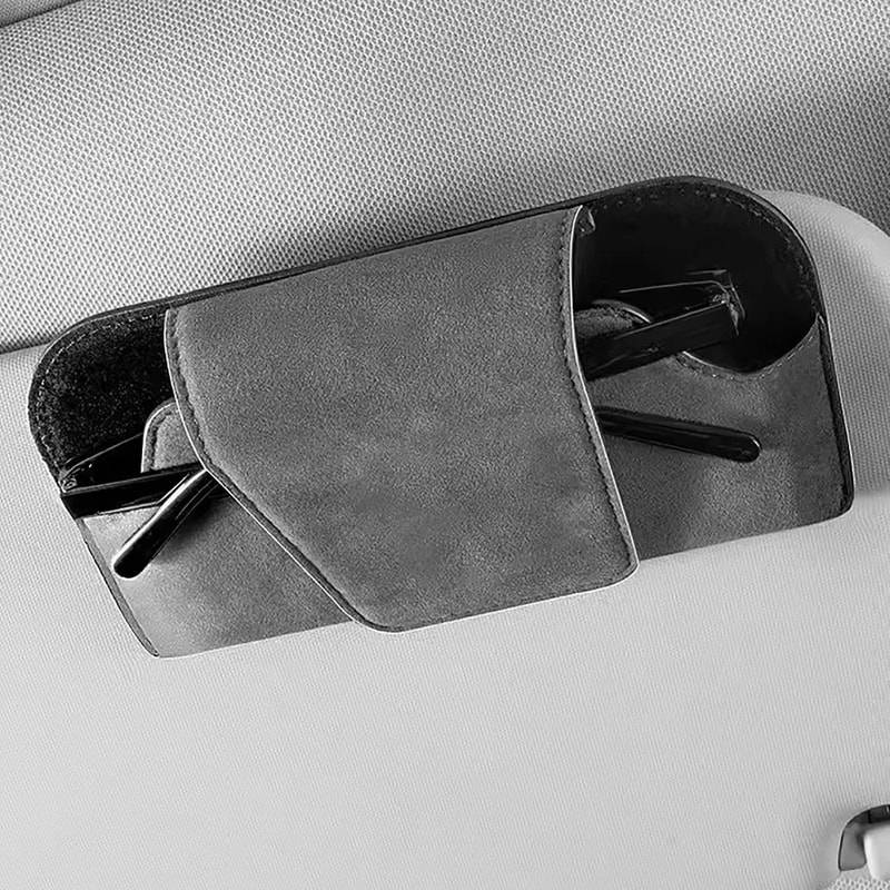 Cowhide Car Storage Box Multifunctional Sun Visor Glasses Holder Wear Resistant Auto Sunglasses Org 5