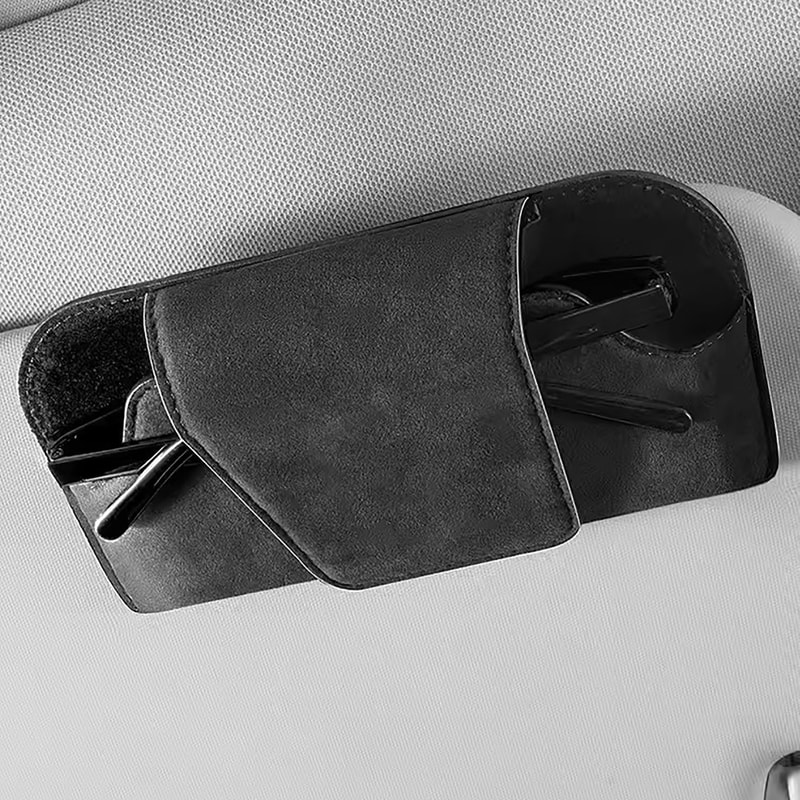 Cowhide Car Storage Box Multifunctional Sun Visor Glasses Holder Wear Resistant Auto Sunglasses Org 6