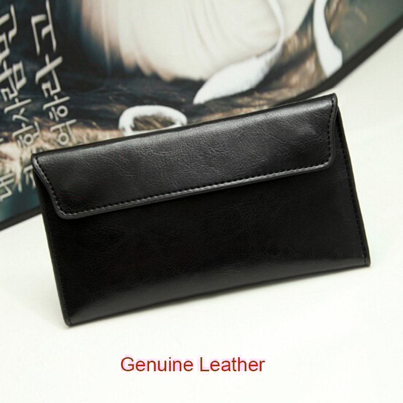 Slim Genuine Leather Wallet For Women Luxury Design Long Clutch With Card Holder And Coin Purse 1