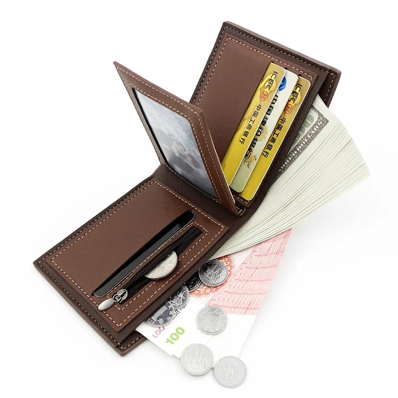 Luxury Slim Short Mens Wallet High Quality PU Leather Card Holder With Coin Pocket Small Compact Ma 1