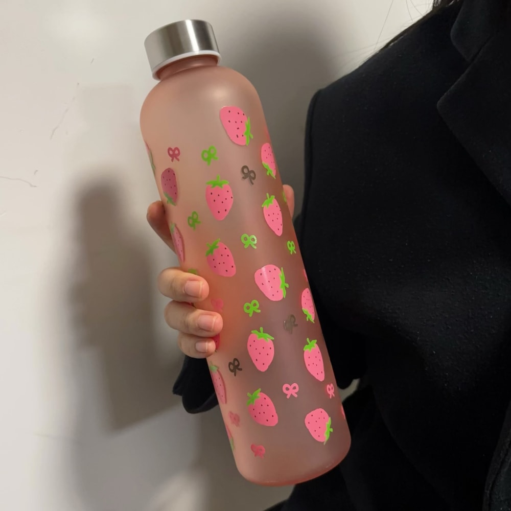 Strawberry Pattern Water Bottle Portable LeakProof Perfect Christmas Gift For Friends Students Cou 1