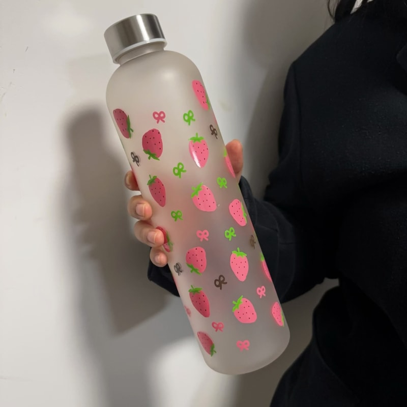 Strawberry Pattern Water Bottle Portable LeakProof Perfect Christmas Gift For Friends Students Cou 3