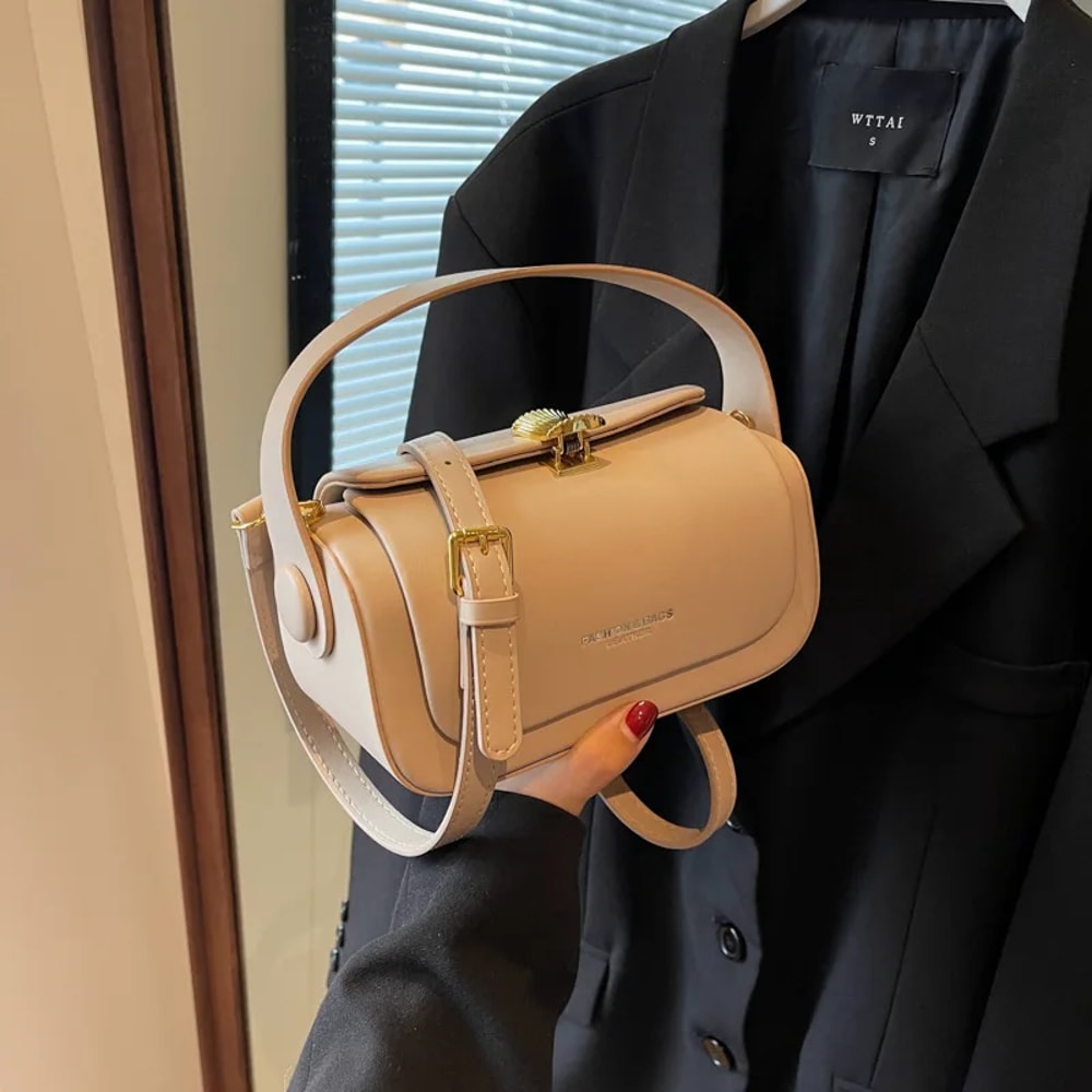 Classic Black Leather Shoulder Bag For Women Stylish Retro Crossbody With Large Capacity And Textur 3