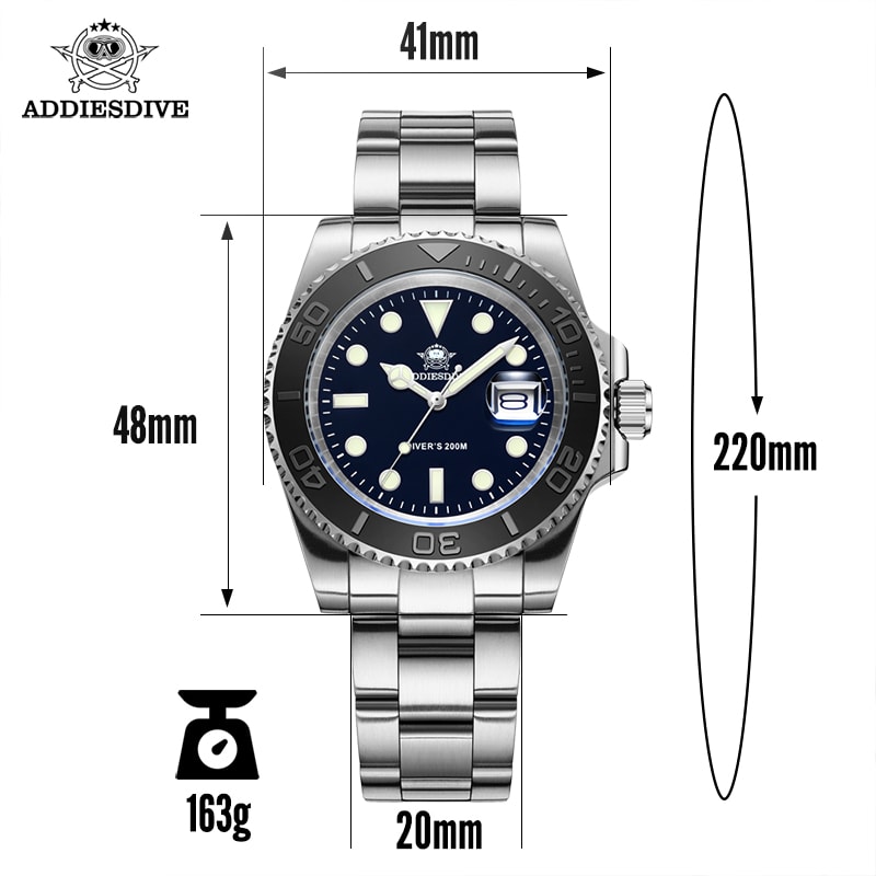 Luxurious Stainless Steel Mens Analog Quartz Watch Waterproof Diving Watch With Luminous Dial 1