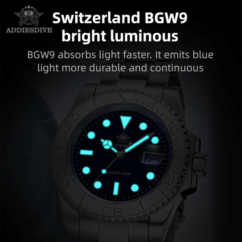 Luxurious Stainless Steel Mens Analog Quartz Watch Waterproof Diving Watch With Luminous Dial 3