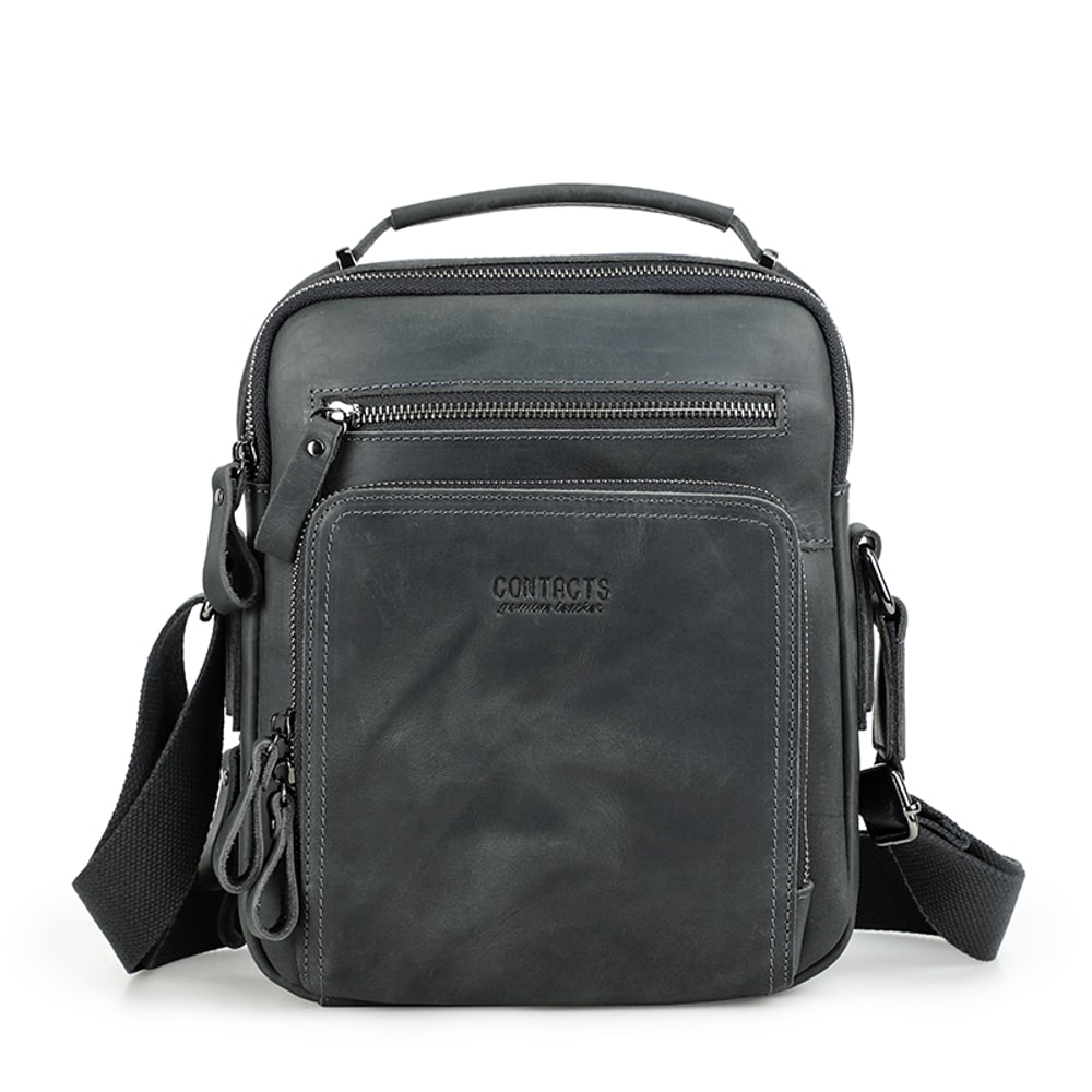 Vintage Crazy Horse Leather Mens Crossbody Shoulder Bag 3