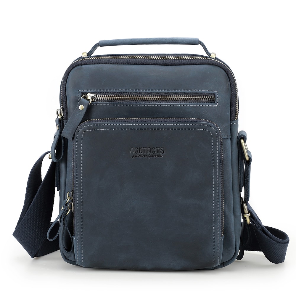 Vintage Crazy Horse Leather Mens Crossbody Shoulder Bag 5