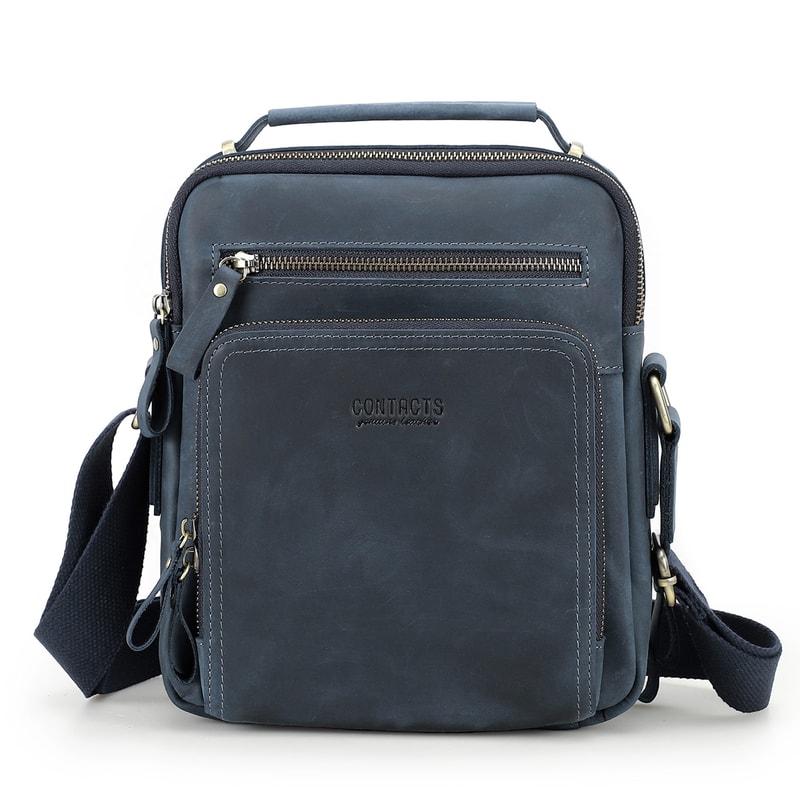 Vintage Crazy Horse Leather Mens Crossbody Shoulder Bag 5