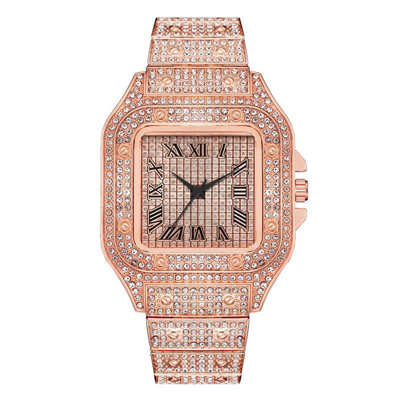 Luxury Diamond Gold Watch For Men Women Unisex Rhinestone Bracelet Watch Elegant Female Wrist Watc 2