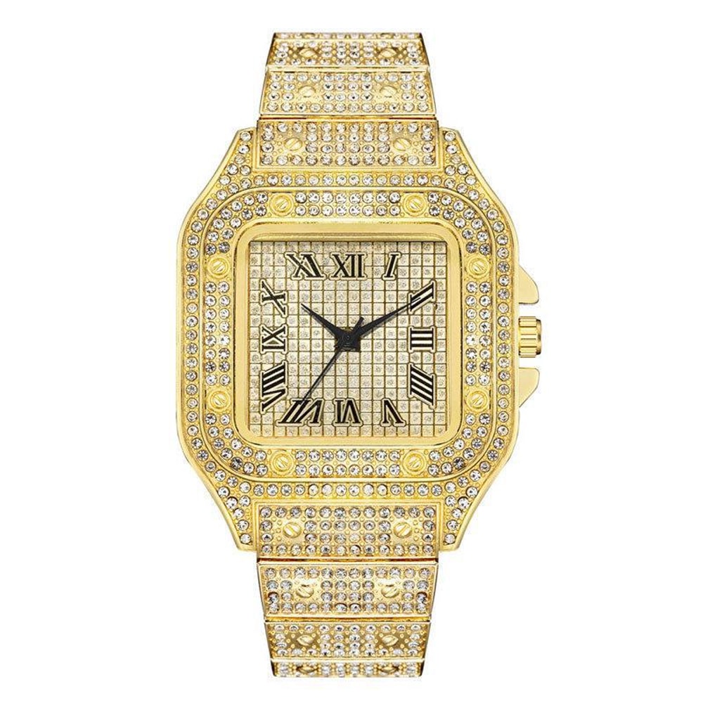 Luxury Diamond Gold Watch For Men Women Unisex Rhinestone Bracelet Watch Elegant Female Wrist Watc 4