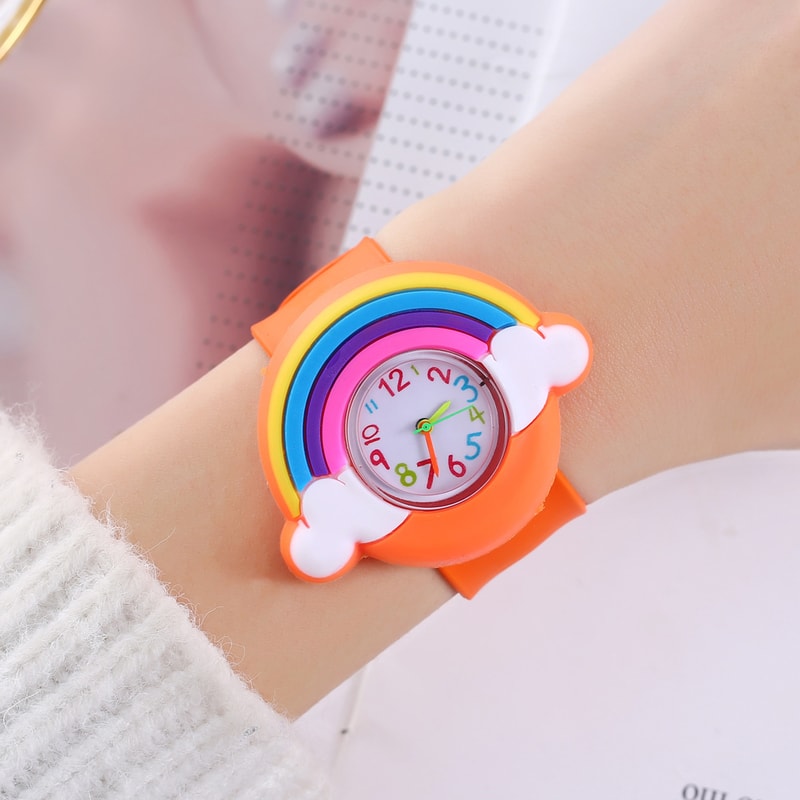 Rainbow Cloud Silicone Band Childrens Watch Cute Cartoon Quartz Watch For Boys Girls 3