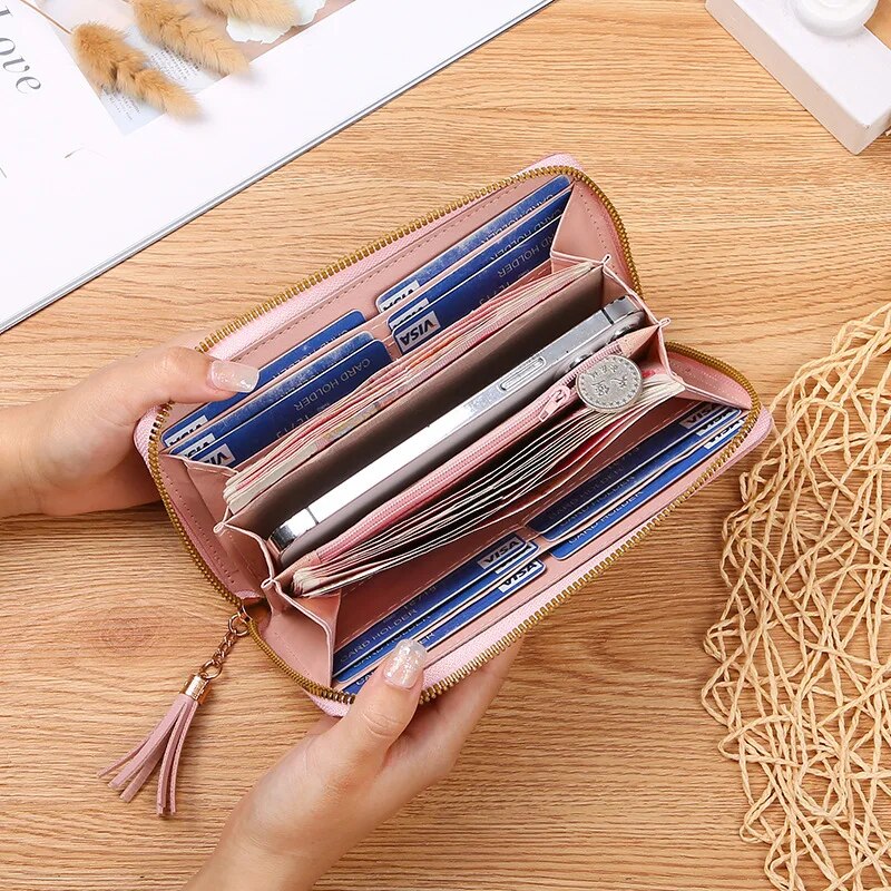 Elegant Contrast Color Stitching Long Wallet For Women Stylish Clutch Bag For Every Occasion 0
