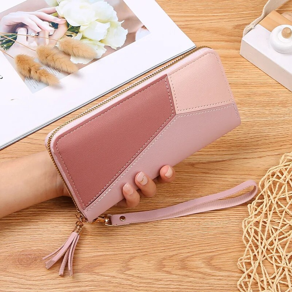 Elegant Contrast Color Stitching Long Wallet For Women Stylish Clutch Bag For Every Occasion 2