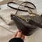 Vintage Style PU Leather Crossbody Bag Gold Letter Tote Synthetic Leather Shoulder Purse 4