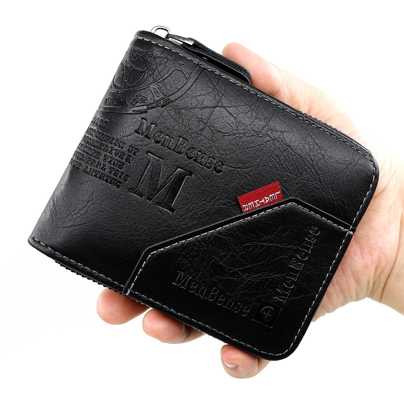 Mens Zipper Wallet PU Wax Oil Skin Coin Purse Short Card Holder For Men 1