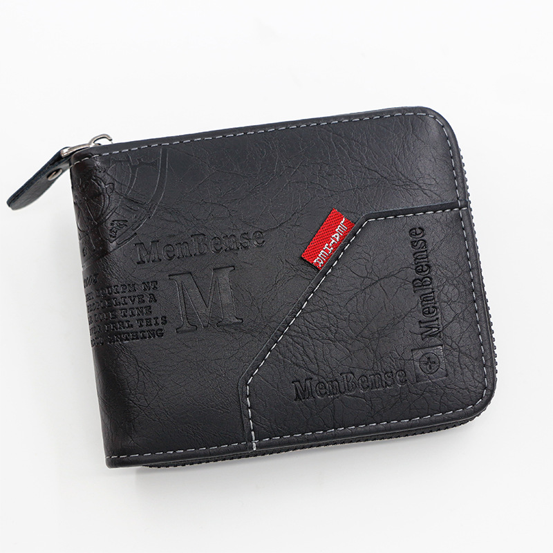 Mens Zipper Wallet PU Wax Oil Skin Coin Purse Short Card Holder For Men 5