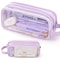 Large Mesh Pencil Case Double Layer Transparent Pencil Pouch Handheld Multifunctional Cosmetic Bag 4