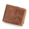 Genuine Leather Trifold Wallet For Men Vintage Crazy Horse Leather Wallet With Zip Coin Pocket 0