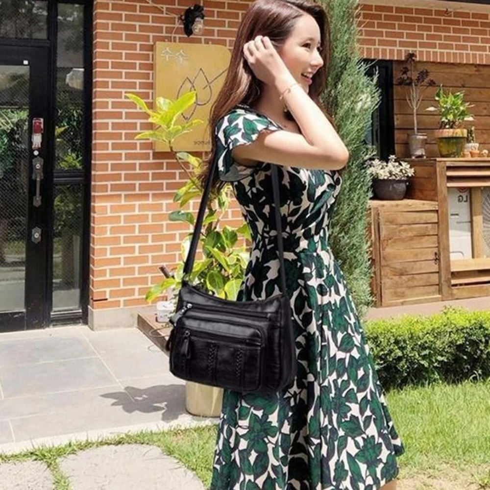 Soft Leather Crossbody Shoulder Bag For Women Fashionable Adjustable Satchel 0