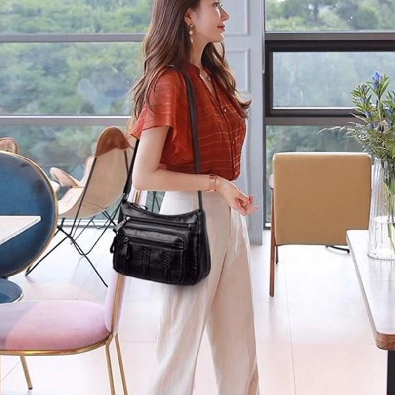 Soft Leather Crossbody Shoulder Bag For Women Fashionable Adjustable Satchel 2