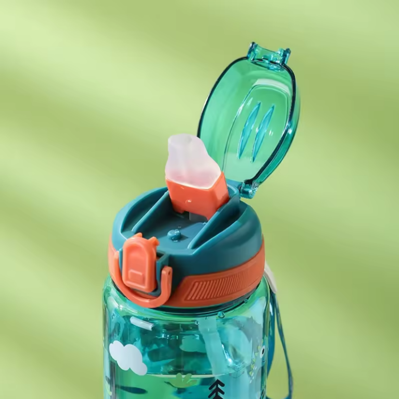 Leakproof Dinosaur Rabbit Kids Water Bottle With Silicone Straw BPA Free Portable Cup For Camping 2