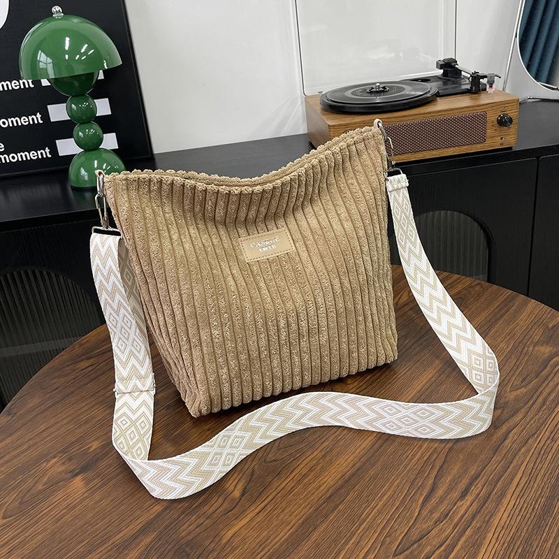 Stylish Corduroy Crossbody Tote Bag Large Capacity Simple Fashion For Women 3