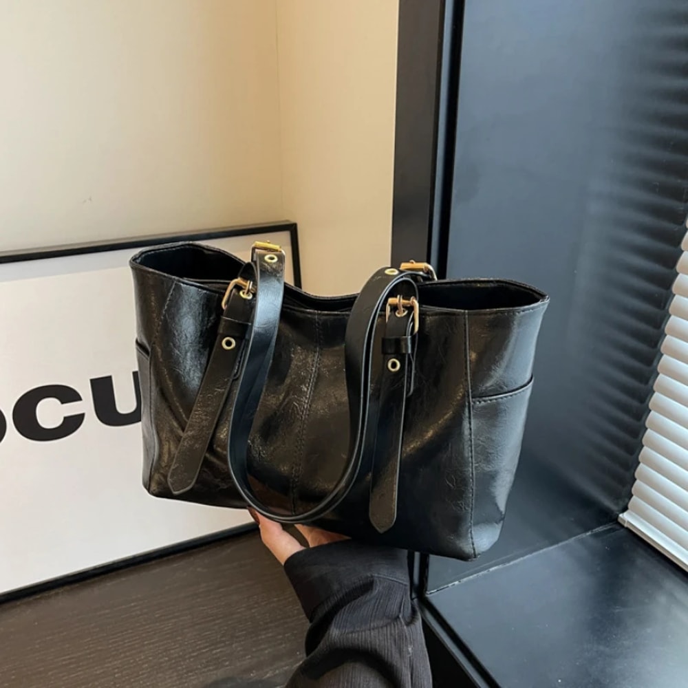 Fashionable Retro Womens Leather Shoulder Bag HighEnd Large Capacity Tote For Commuters And Everyda 6