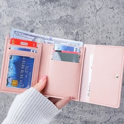 fashionable cartoon leather wallet multifunctional card holder for women, kids, and students cute & compact